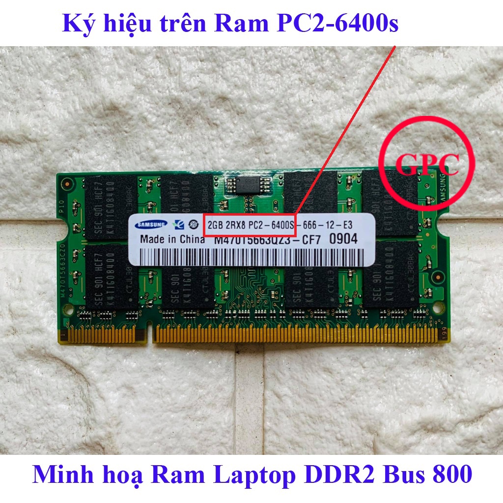 RAM Laptop DDR2 - 2G bus 667/ 800 cũ bóc máy (Ram Laptop PC2-2G )