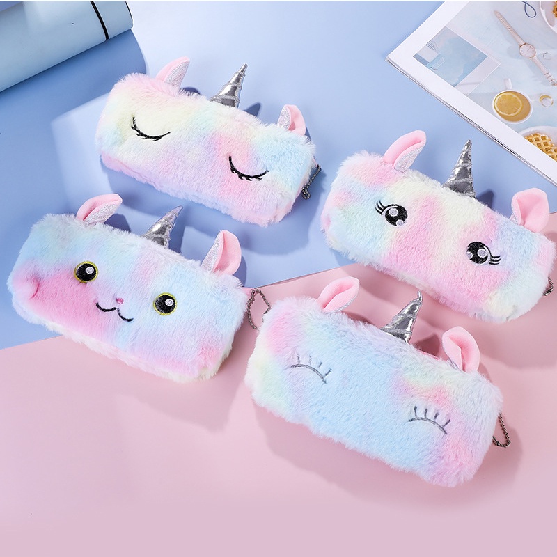 Túi Đựng Bút Bằng Lông Nhung Mềm Mại Dễ Thương Sắp Xếp Gọn Gàng Cho Bé