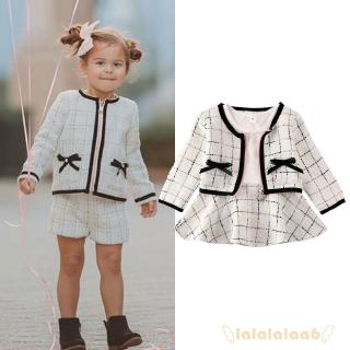 Bộ áo khoác caro dài tay + đầm xòe đáng yêu cho bé gái
