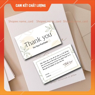 Thiệp cảm ơn khách hàng kích thước 9x5,5 cm dùng cho shop bán hàng