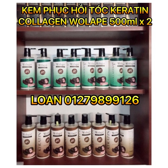 CẶP KERATIN COLLAGEN PHỤC HỒI TÓC WOLAPE 500ml x 2