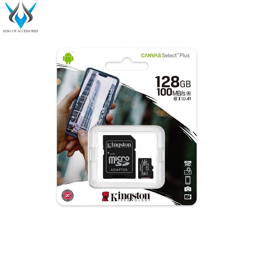 Thẻ nhớ microSDHC Kingston Canvas Select Plus 128GB U1 V10 A1 100MB/s (Đen) - Kèm Adapter