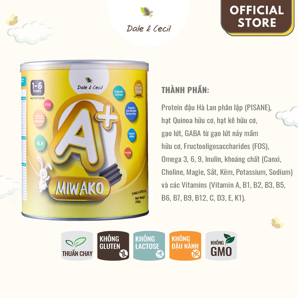 Sữa công thức thực vật hữu cơ MIWAKO A+ (700g x 1 hộp)