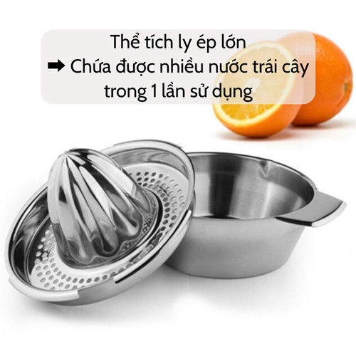 Vắt cam inox bằng tay, Dụng cụ vắt cam inox cao cấp , Bộ vắt cam INOX 304 không gỉ tiện dụng