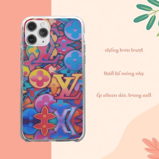 Ốp lưng iphone LV họa tiết sặc sỡ cho Iphone 5 6 7 8 Plus X Xr 11 12 Pro Max JC20200800090