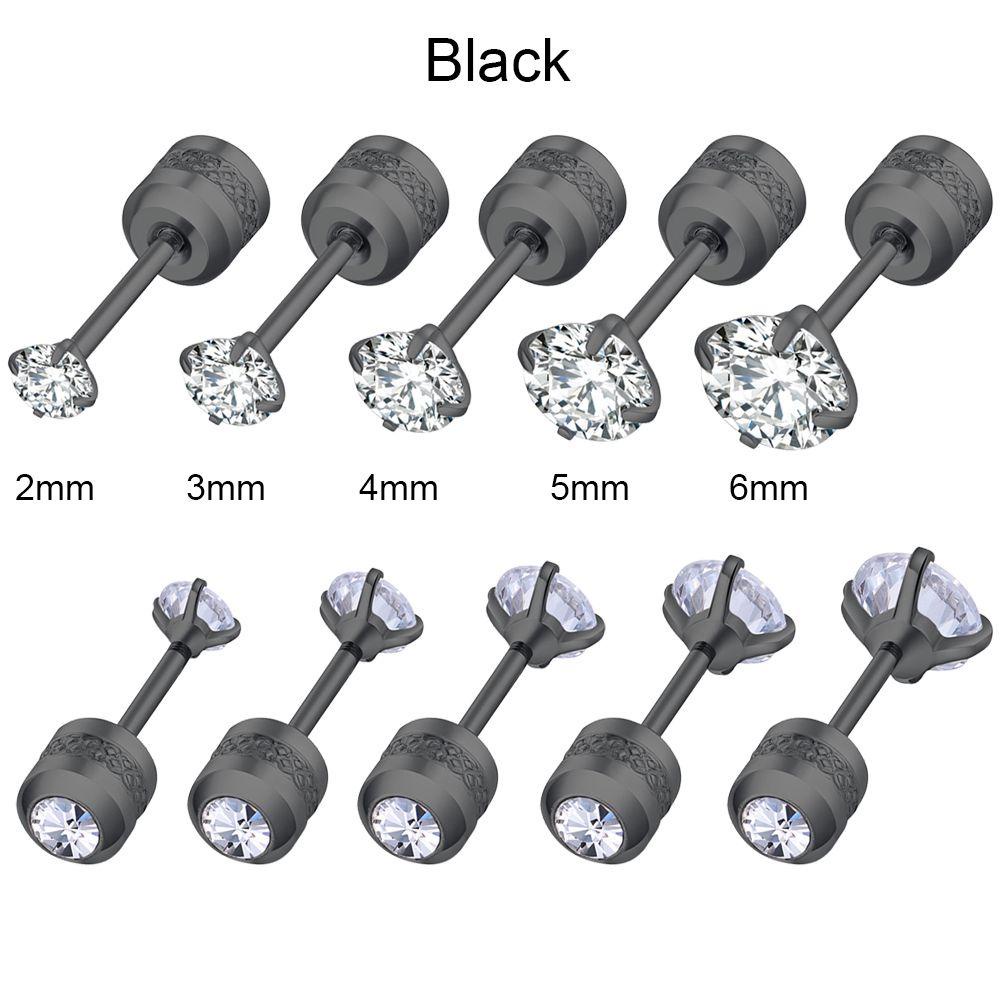 Khuyên Tai Thép Không Gỉ Đính Đá Zircon 2~6mm Không Gây Dị Ứng Làm Quà Tặng Sinh Nhật