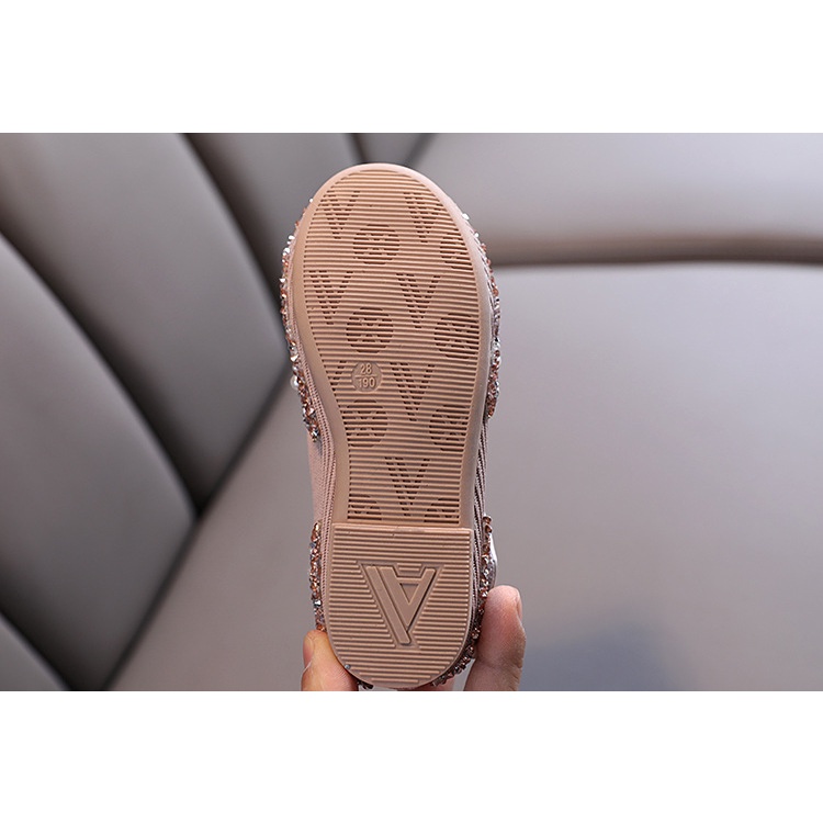 Giày Công Chúa Đế Bằng Đính Đá Ngọc Trai Lấp Lánh Cho Bé Gái Dự Tiệc