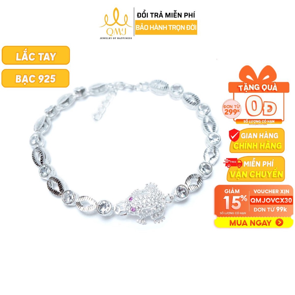QMJ Lắc tay cóc ngậm kim tiền bạc 925 cao cấp thiết kế sang chảnhQ406