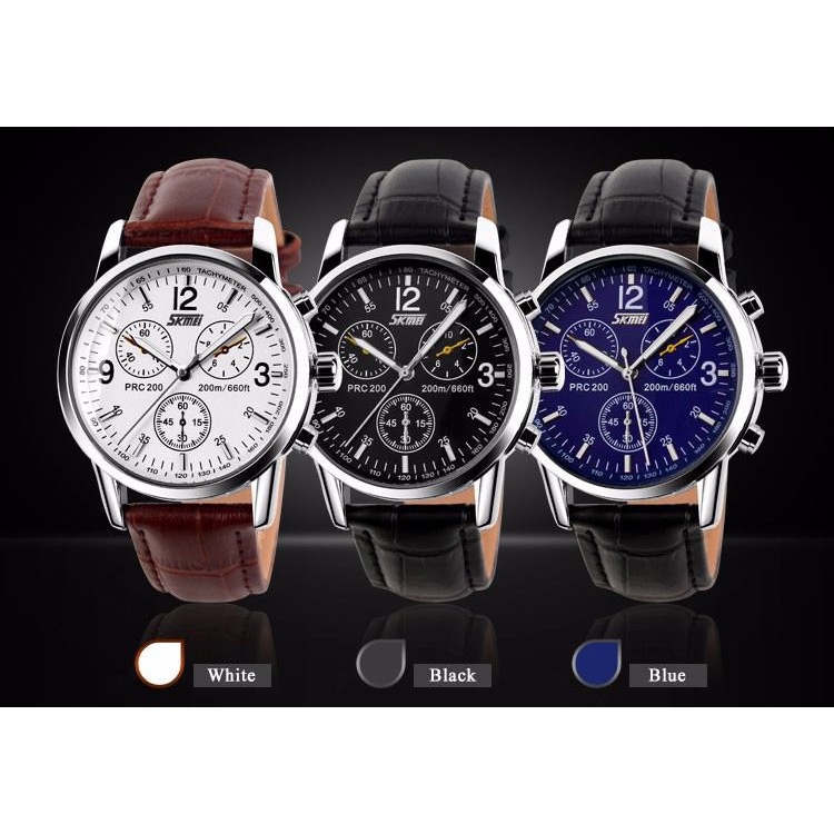 Đồng hồ nam kính khoáng cường lực dây da cao cấp SKMEI BW016 - Boss Watches