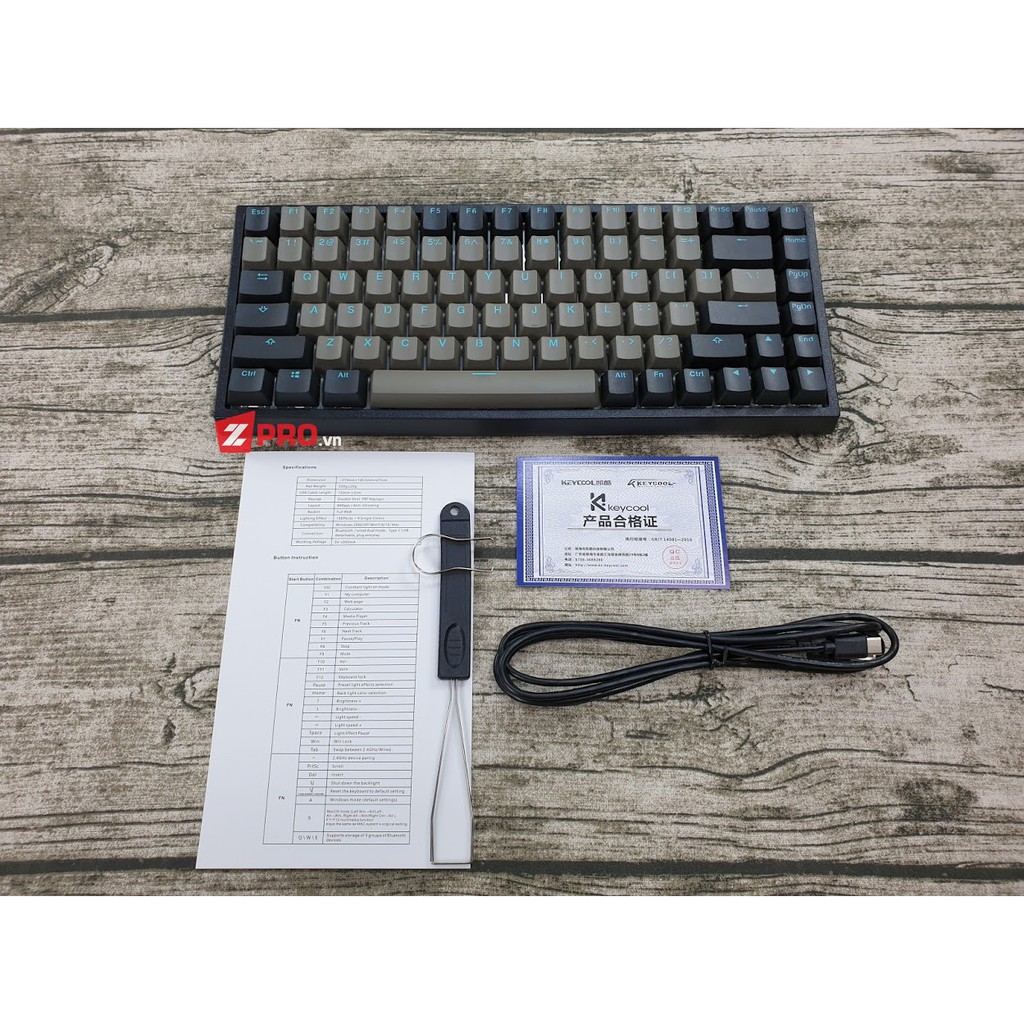 [Mã 267ELSALE hoàn 7% đơn 300K] Bàn phím cơ Keycool KC84 Bluetooth Hotswap - Sky Dolch