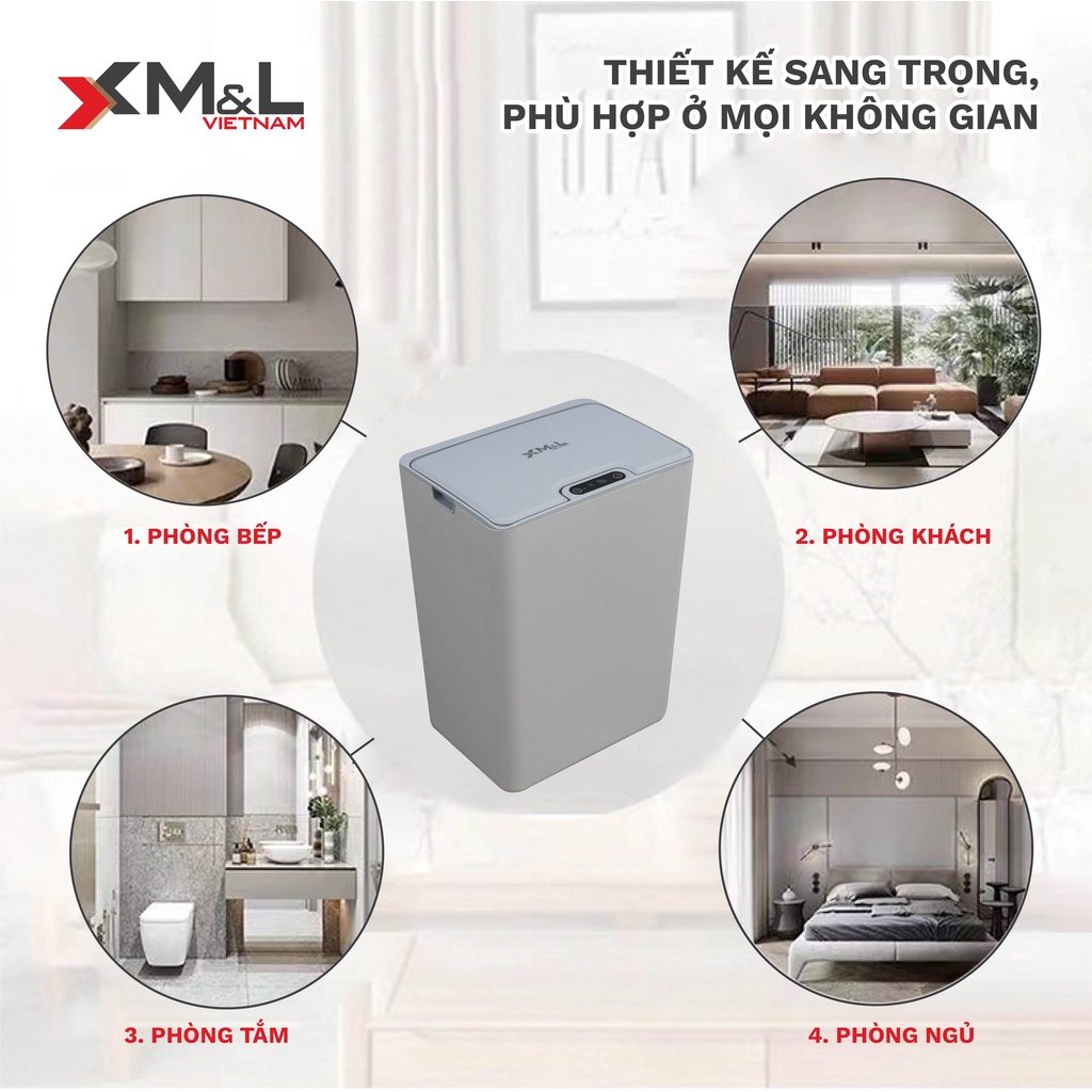 Thùng rác thông minh cảm ứng tự động M&amp;L-RoyalCare FH-2 phong cách Hàn Quốc - Bảo hành chính hãng 03 tháng