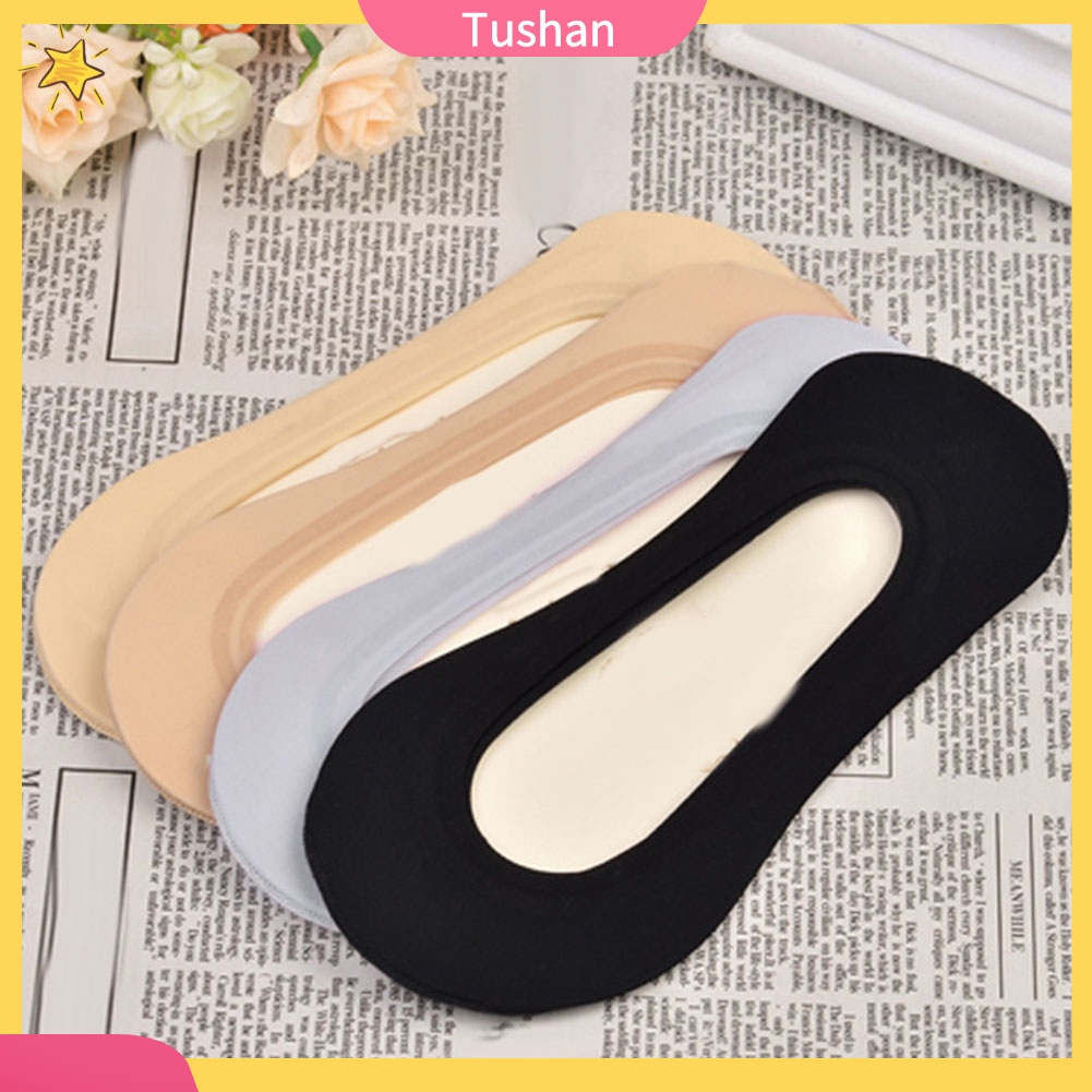 TUSH Women Low Cut Solid Color Invisible Trainer Ballerina Footsies Soft Boat Socks