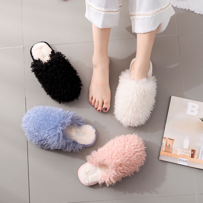Dép bông đi trong nhà RENBEN màu kẹo thời trang dễ thương