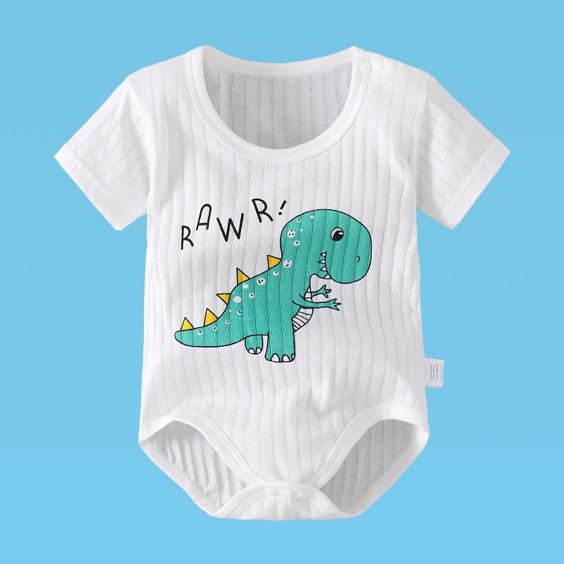 Bộ Áo Liền Quần Tam Giác Tay Ngắn In Họa Tiết Hoạt Hình Chú Gấu / Thỏ Chất Liệu Cotton Thời Trang Cho Bé Sơ Sinh Từ 0 -