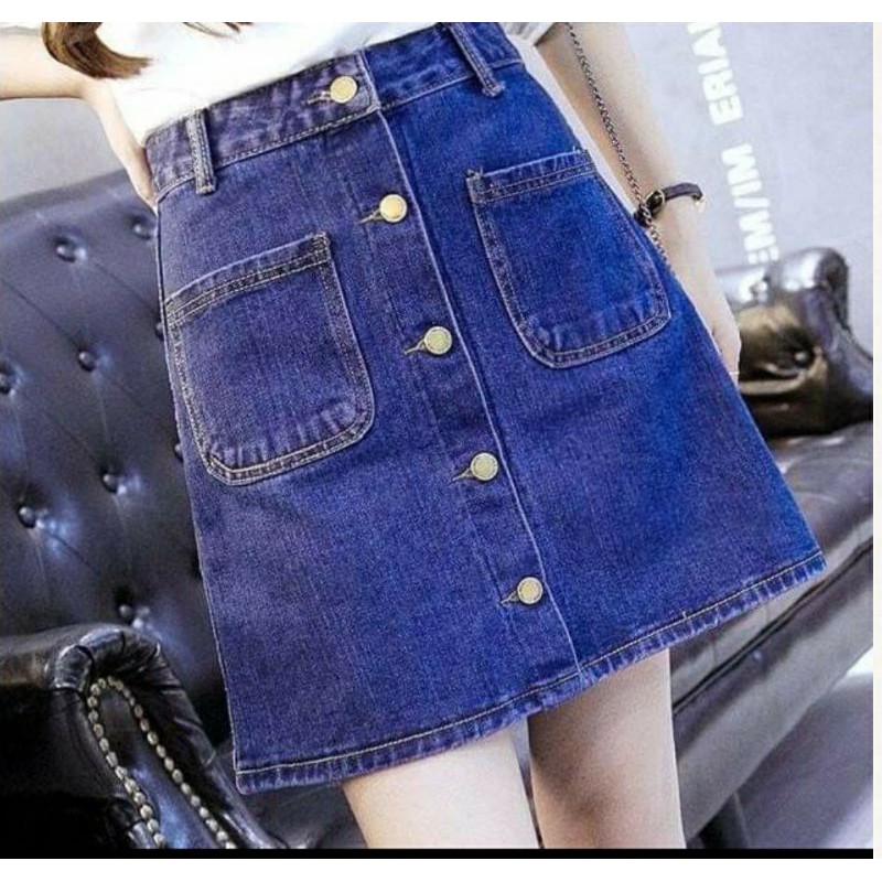 Chân váy bò màu xanh