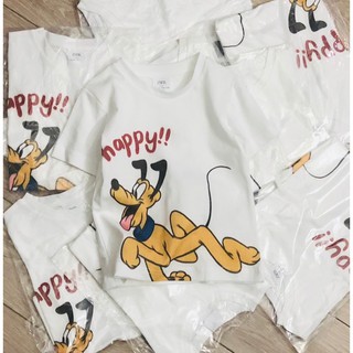 Ap383 - áo phông trắng in micky và chó cho bé