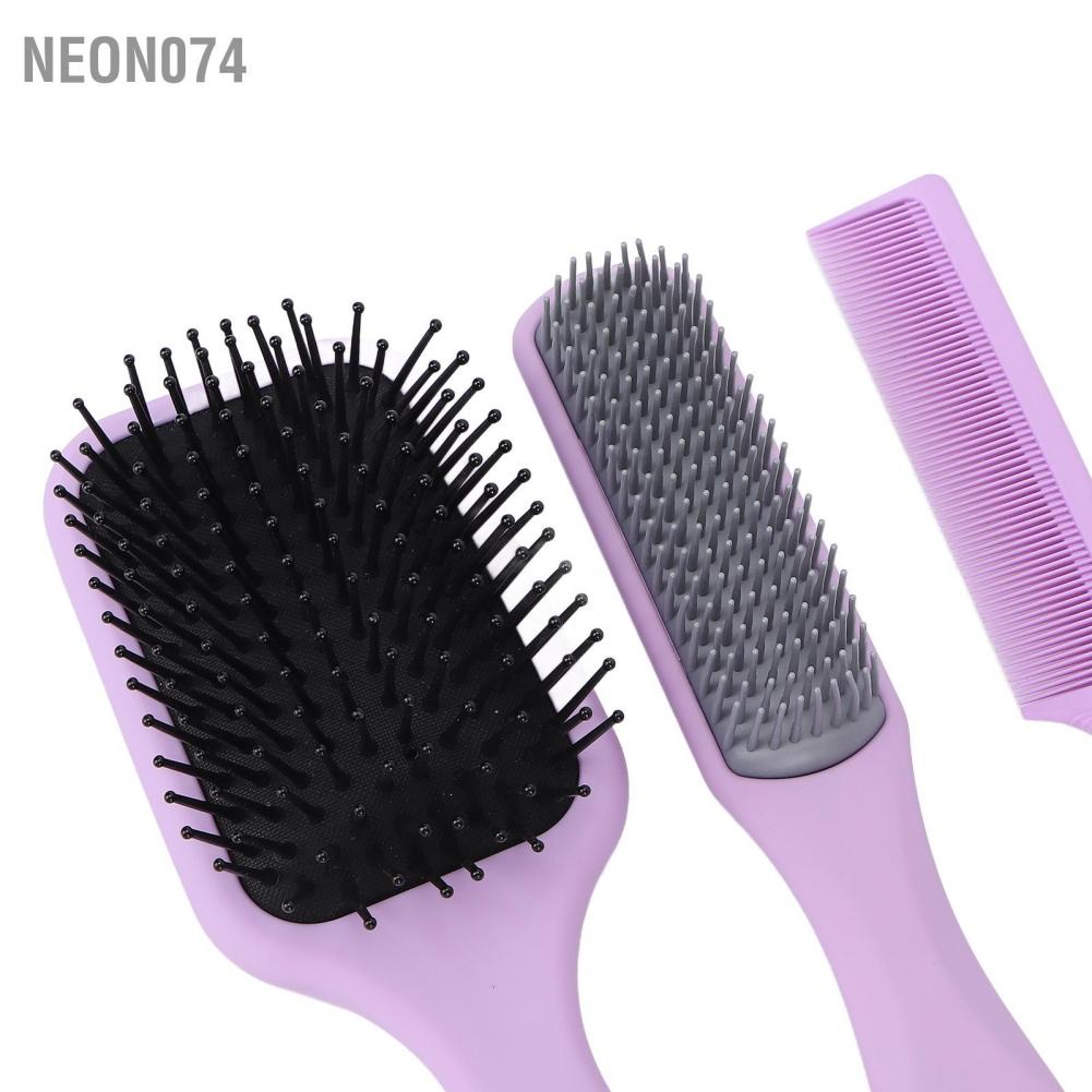 Neon074 Neon074 Bộ lược chải tóc 3 cái Paddle Detangler Đuôi chuột Lược khô ướt dành cho xoăn dài dày mỏng