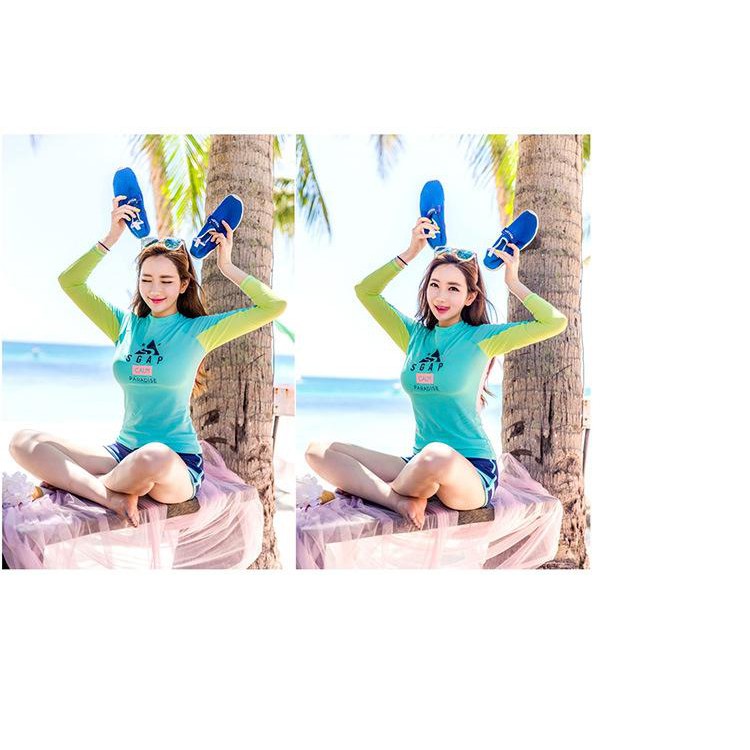 Đồ bơi nữ dài tay quần sooc thun lạnh Cao cấp