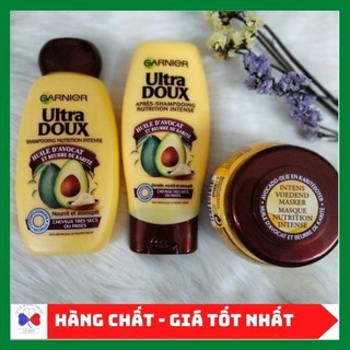 Dầu gội xả ủ phục hồi tóc hư tổn garnier ultra doux bơ - hàng nội địa pháp