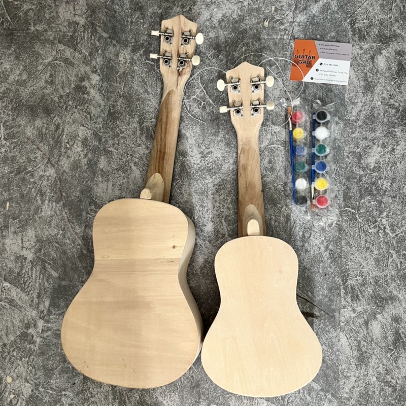 Đàn ukulele gỗ mộc tự sơn (đủ màu và cọ) - sáng tạo theo cách của bạn