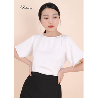 Áo tay ngắn lụa nữ kiểu KHÀN freesize màu trắng cao cấp không nhăn phong cách công sở