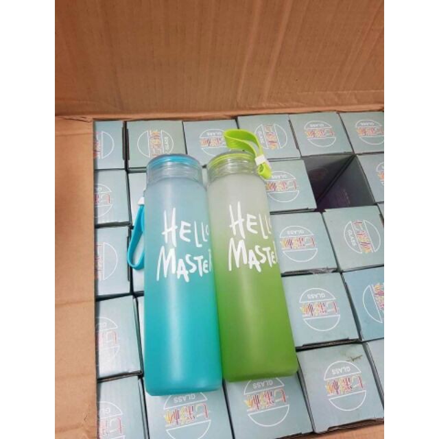 Bình Nước Thủy Tinh Hello Master 500ml Dây xách