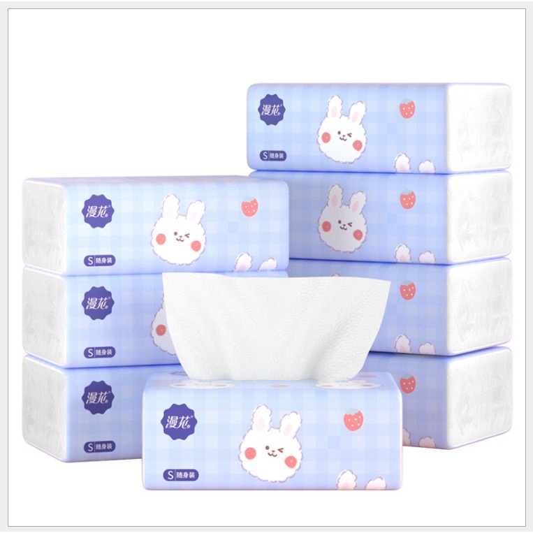 Khăn giấy con thỏ thùng 40 gói, giấy ăn hình con thỏ mềm mịn, thấm hút tốt