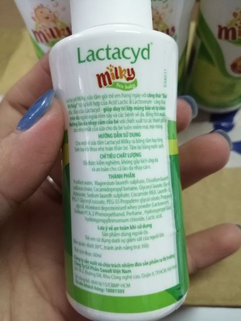 (2 LOẠI) Sữa tắm gội Lactacyd Milky cho bé 60ml