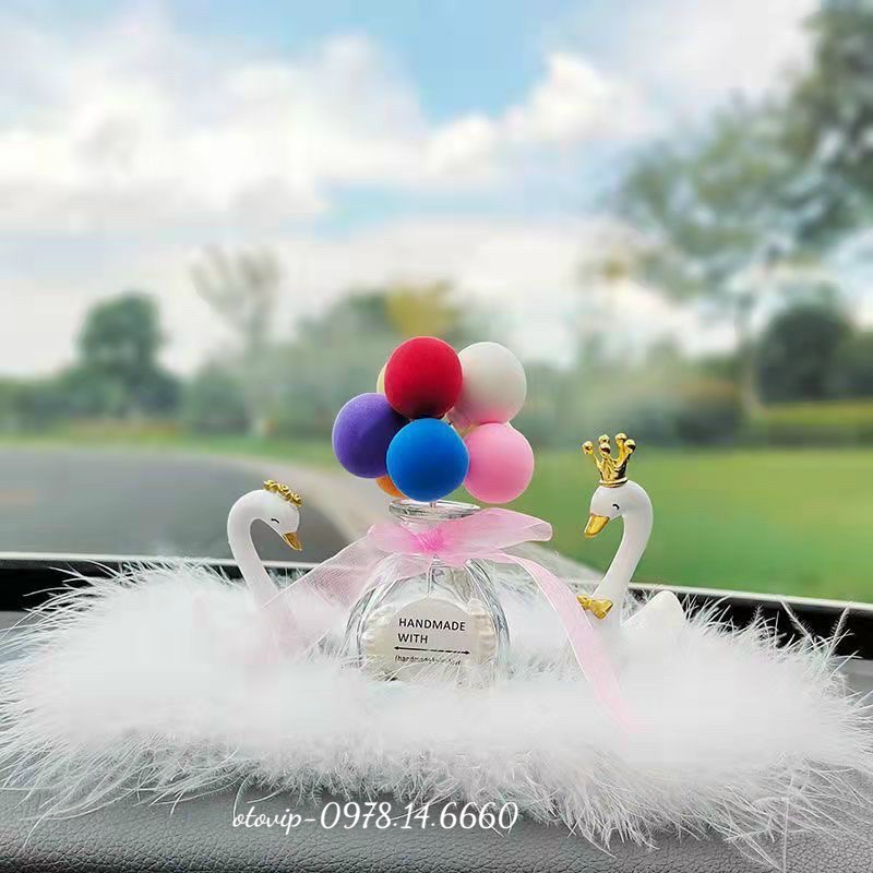 SET 2 thiên nga trang trí taplo xe ô tô