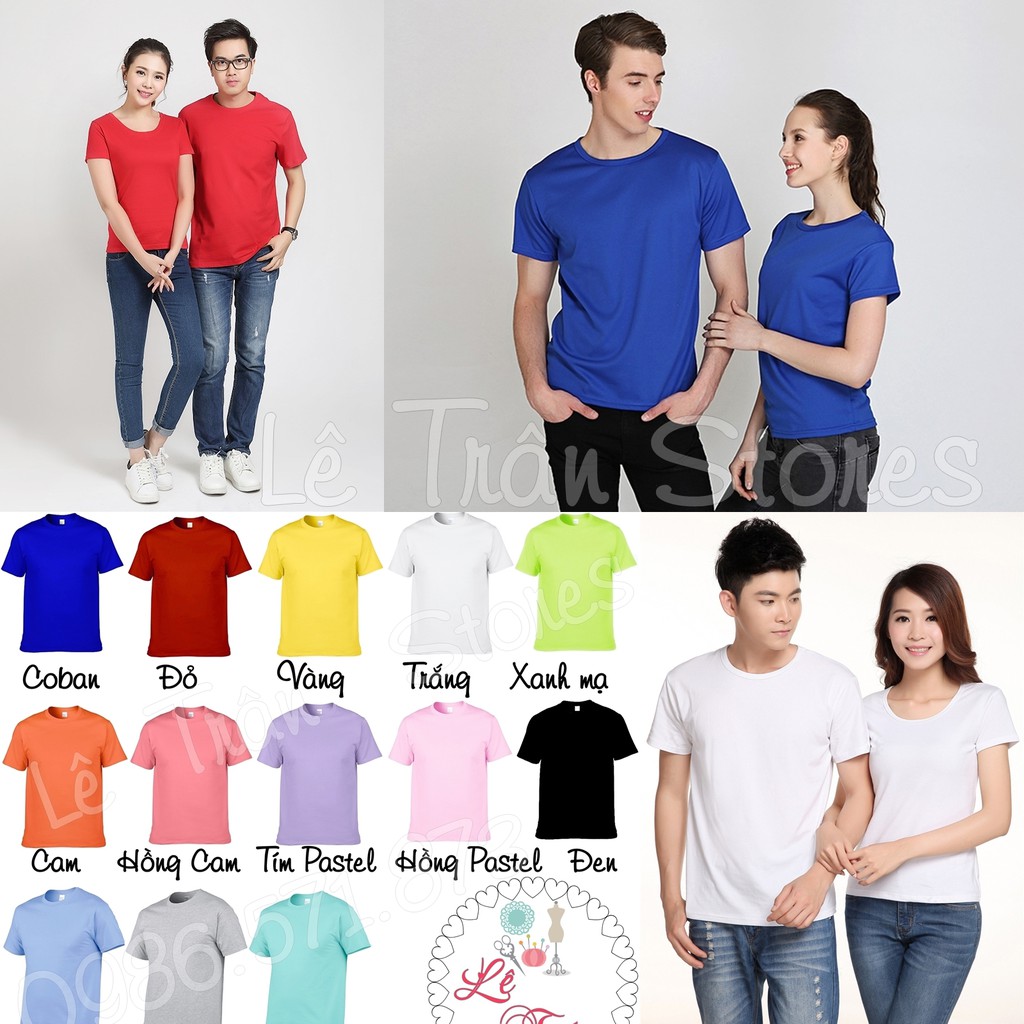 ÁO THUN TRƠN CỔ TRÒN NAM NỮ COUPLE GIÁ RẺ áo thun đẹp size S M L