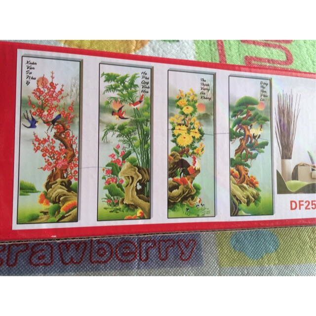 Tranh gắn đá abc tứ quý mới df252