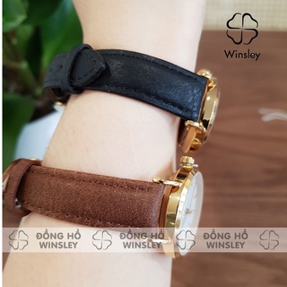 Đồng hồ nữ nam đôi đeo tay dây da chính hãng Halei mạ vàng chống nước thời trang giá rẻ