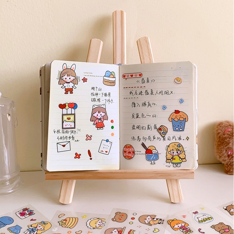 Sticker miếng dán hoạt hình cute trang trí dán tập vở, bình nước, bút nước