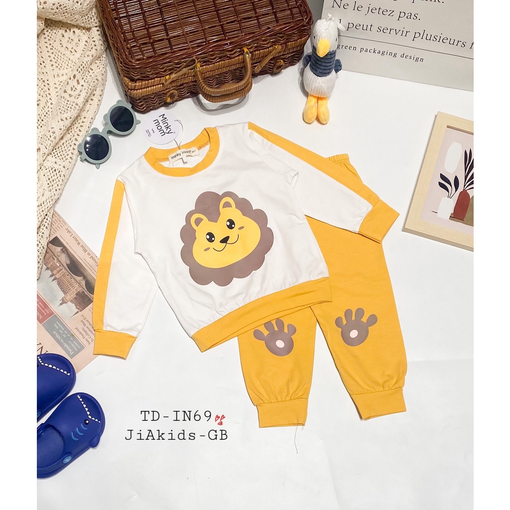 [Bé 8-27kg] Bộ Dài Tay Minky Mom Vải Cotton Thiết Kế Phối Màu Phù Hợp Cho Cả Bé Trai, Bé Gái Từ 0-5 Tuổi - Mã: TD-IN69