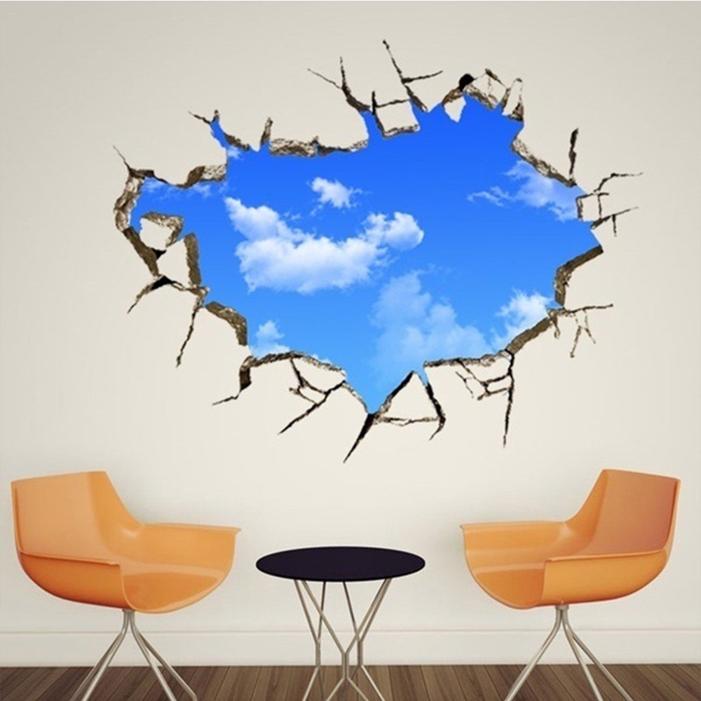 WMES1 Charming Bedroom Living Room Decoration New Arrival Creative Blue Sky White Cloud Wall Sticker Interesting Vivid Nice New Design Lovely Hot Sale Home Decor/Multicolor