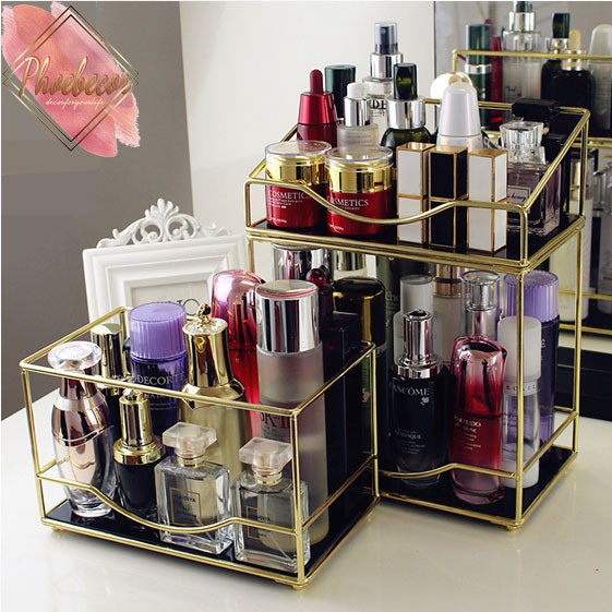 Khay đựng mỹ phẩm khung kim loại mạ vàng - PB251