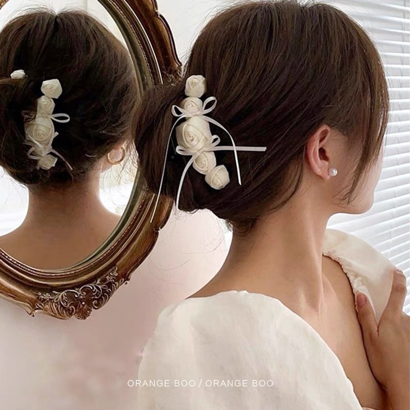Kẹp Tóc Hình Hoa Hồng Phong Cách retro Thanh Lịch Cao Cấp Cho Nữ