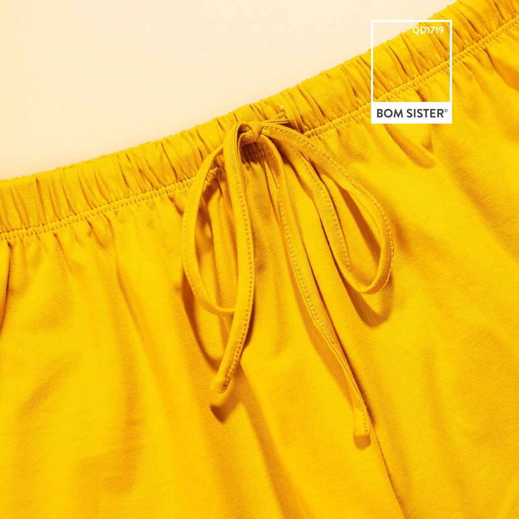 [Mã WAFAST hoàn 20% tối đa 100k xu đơn 250k] Quần Đùi Ngủ Cotton Pha Màu Trơn Chân Bèo BOM SISTER QD1719 | BigBuy360 - bigbuy360.vn