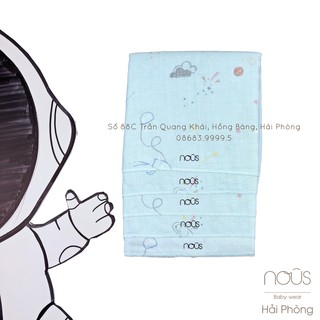 Set 5 khăn sữa xanh gấu trăng sao nous