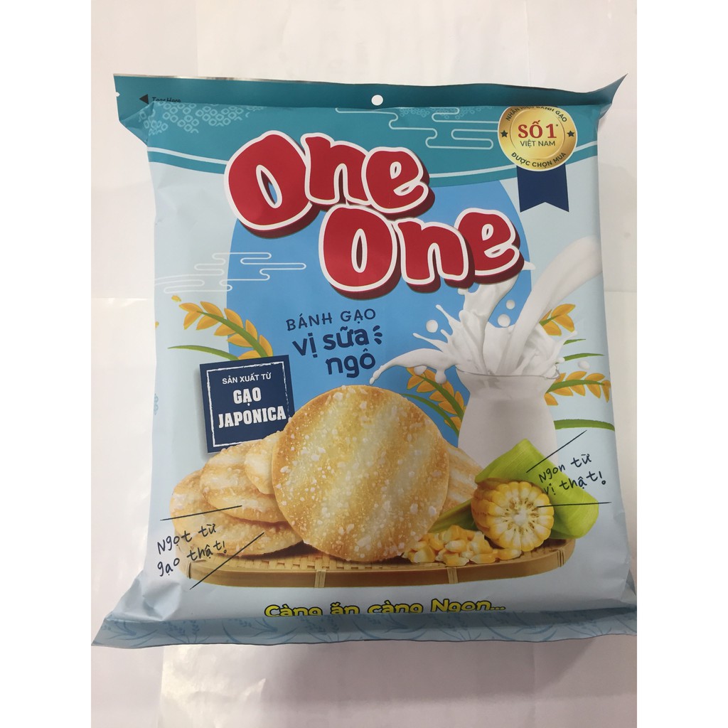 Bánh gạo One One vị phô mai ngô - Vị sữa ngô nhãn hiệu bánh gạo số 1 Việt Nam được chọn mua.