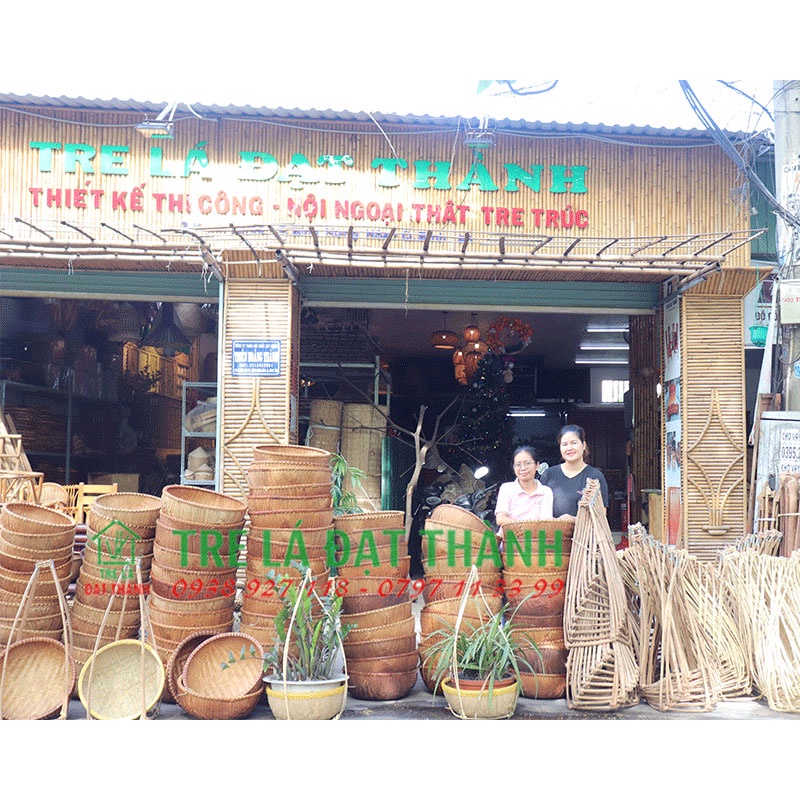 Mủng tre tự nhiên, thúng tre đựng gạo và lúa, trang trí siêu thị