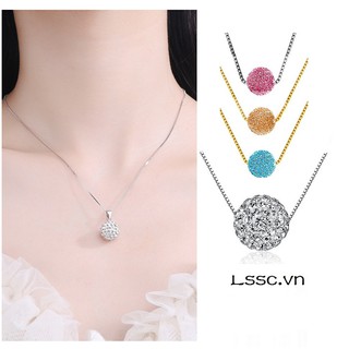 Dây chuyền ngắn mặt hình quả cầu pha lê lấp lánh dành cho nữ