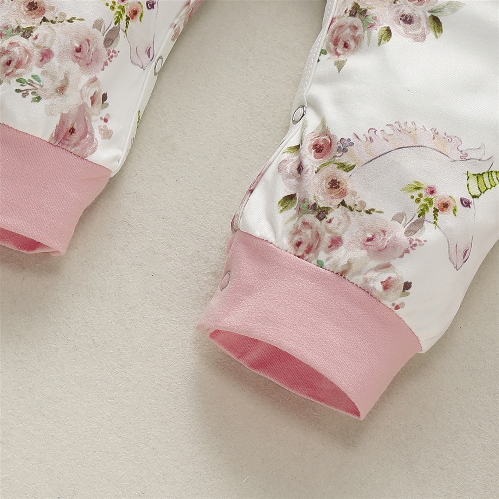 Áo liền quần MIKRDOO thiết kế tay dài in hoa xinh xắn cho bé gái sơ sinh