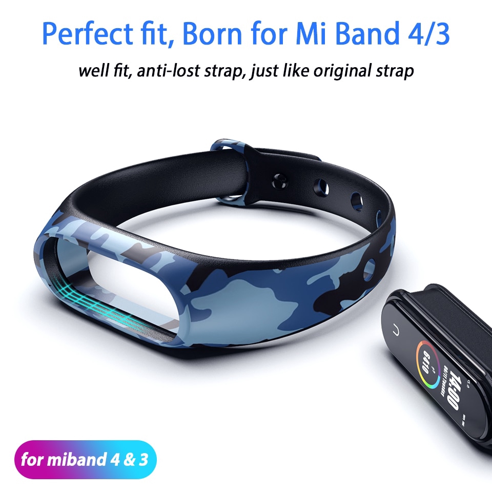 Dây silicone họa tiết rằn ri thay thế cho Xiaomi Mi Band 4/3