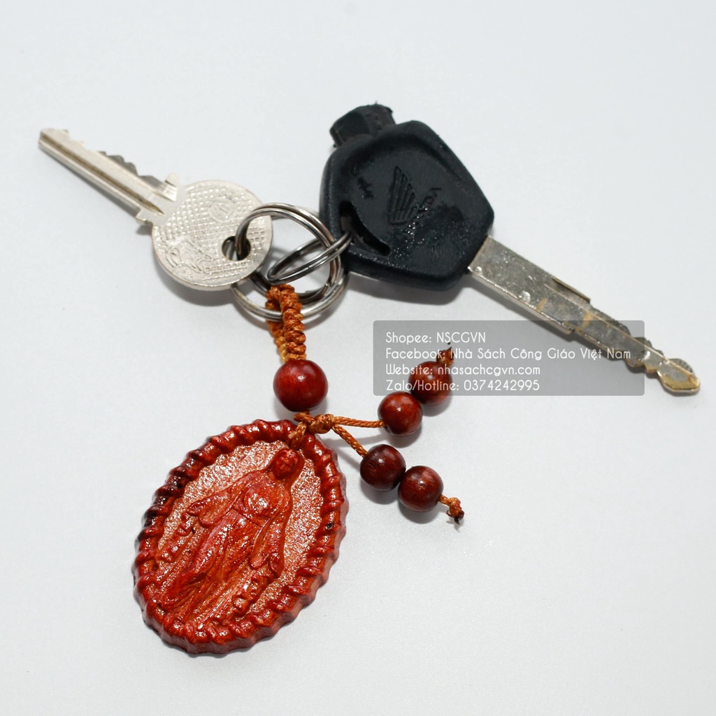Móc khóa gỗ khắc hình Đức Mẹ Ban Ơn K3 Quà tặng Công Giáo, NOEL, GIÁNG SINH, Lễ quan thầy, sinh nhật ý nghĩa