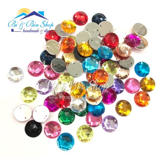Sỉ Gói 720 Viên Đá Kết Tròn 15mm Đính Kết Trang Phục Thời Trang, Làm Phụ Kiện Handmade