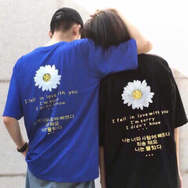 FREESHIP 50K - ÁO THUN HOA CÚC UNISEX, Áo Phông Thun Nam Nữ Màu Đen