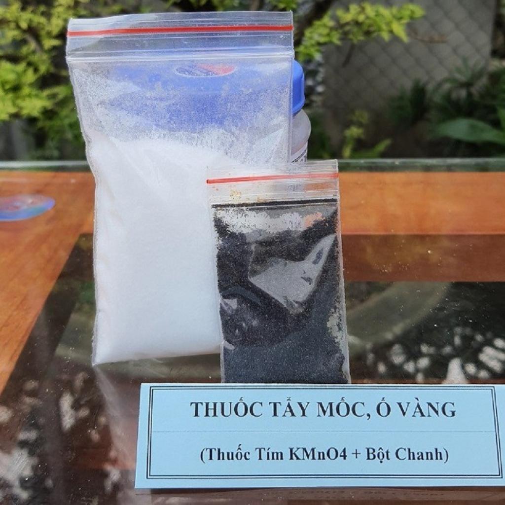 Combo tẩy mốc quần áo quần áo ố vàng thâm kim Thuốc tím + bột chanh + Giữ Màu, Tẩy Mốc Ố Vàng Quần Áo Trắng và Màu