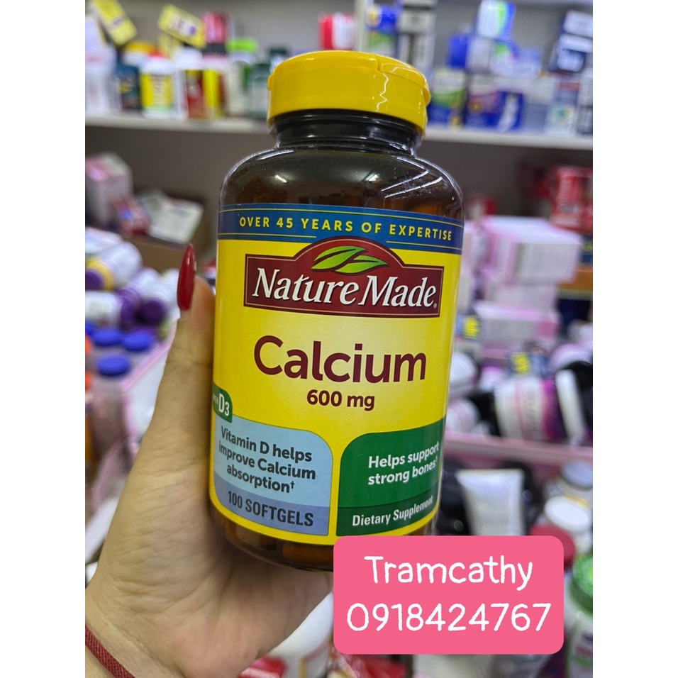 calcium vitamin D3 bổ xương khớp Natute made mỹ 100v 600mg date 2023