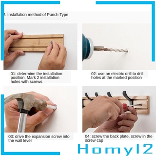 Bamboo Coat Rack Hooks Wall Mounted Robe Hat Clothes Towel Hanger